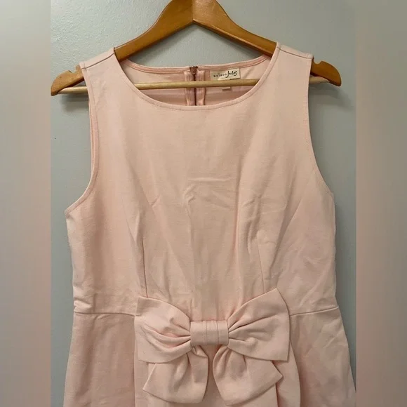 Maison Jules Ballet Blush Pink Bow fit flare pleated Jackie O Dress size Large - Picture 5 of 8